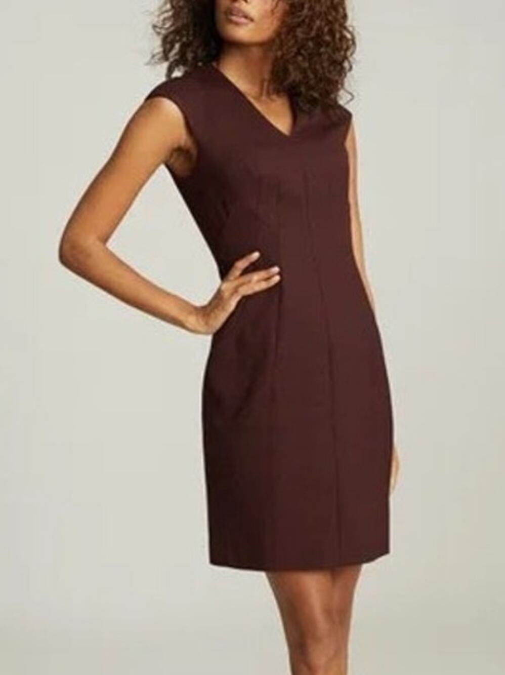 Reiss Womens Freya Tailored Wool Sheath Dress Size 4 Burgundy Office Career